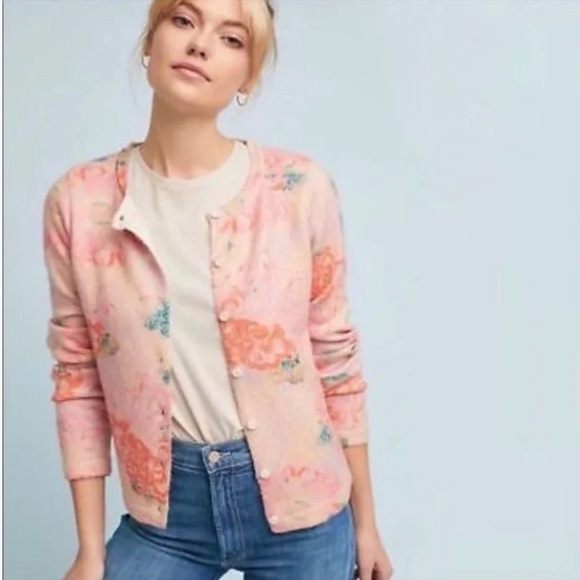 Anthropologie Postmark Devon Floral Printed Cardigan - Picture 1 of 14
